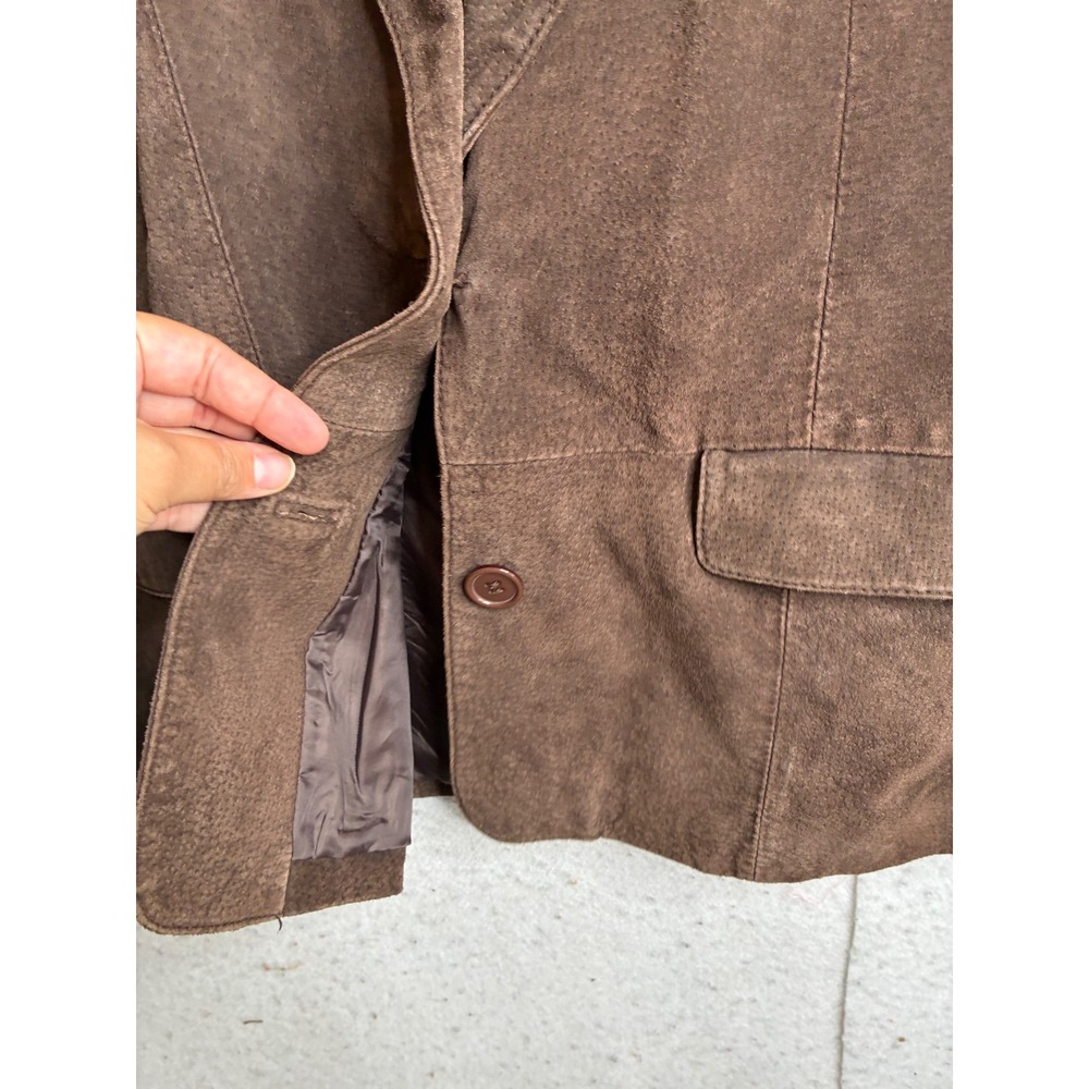 Bagatelle Brown Suede Leather Blazer Jacket Womens Size 10 Two Button Lined - Picture 9 of 9